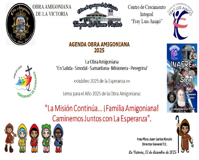 Agenda Obra Amigoniana 2025 Año del jubileo de la Esperanza