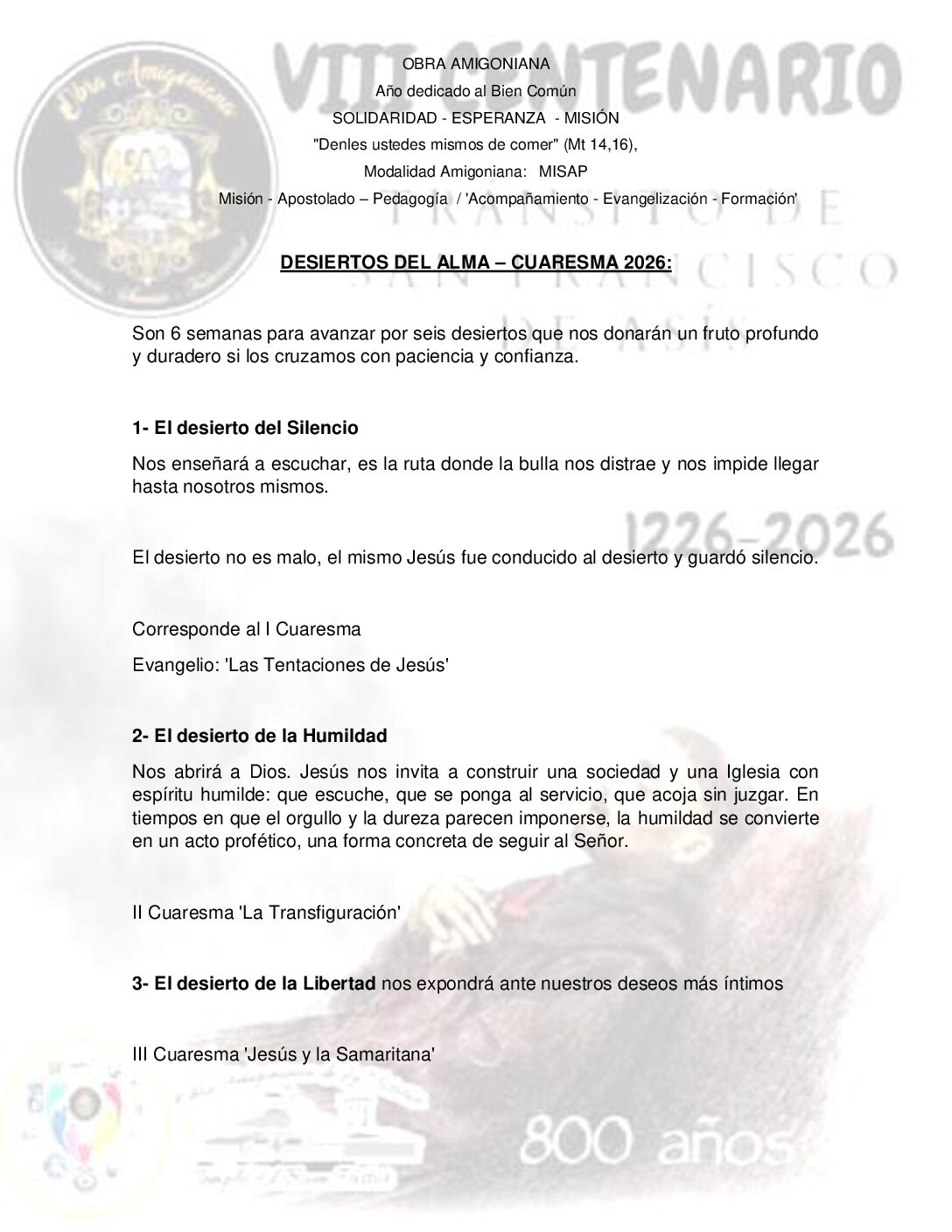 CUARESMA AMIGONIANA 2026